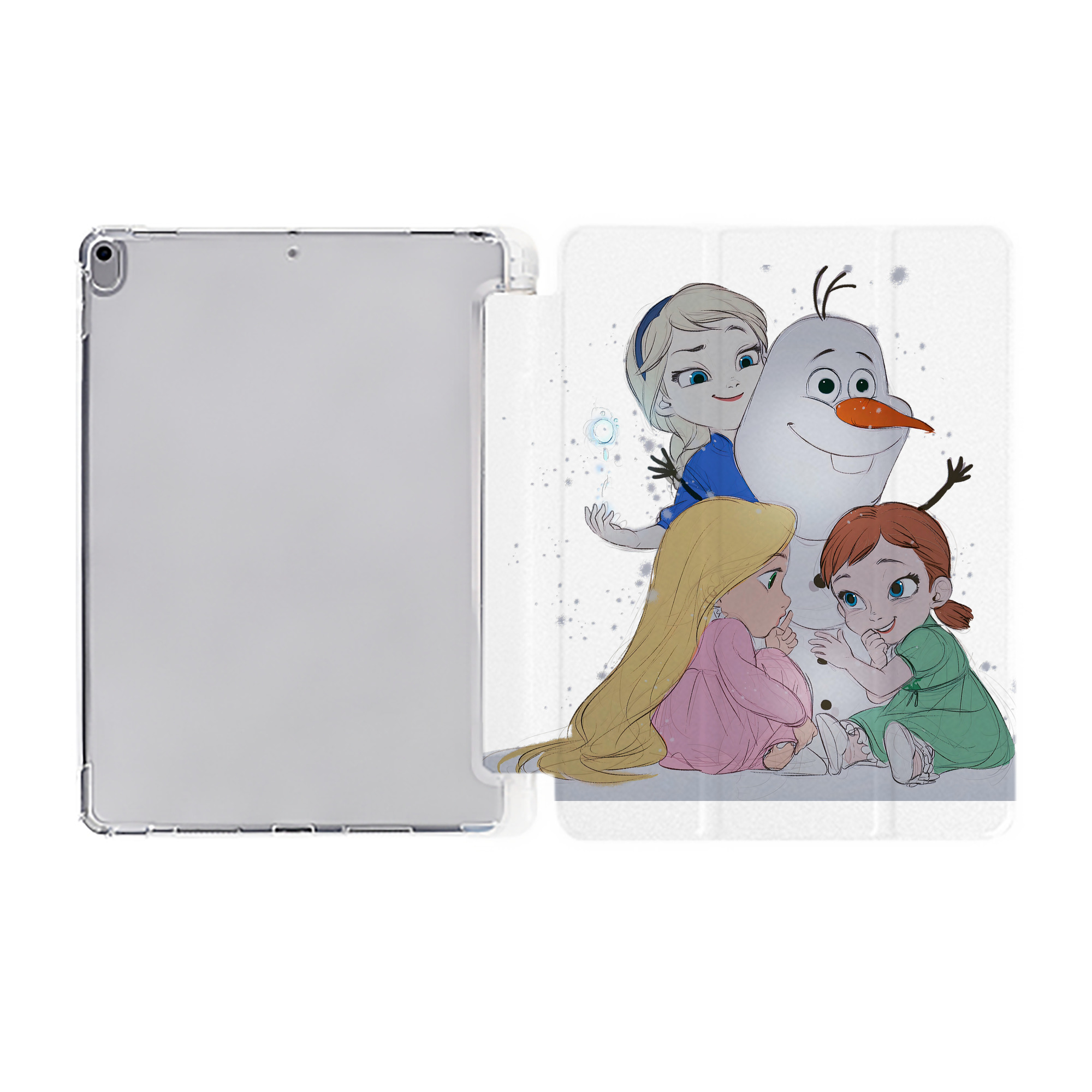 （画像用） アナと雪の女王 アンナ エルサ Frozen Anna Elsa IPad ケース ペン収納付き 三つ折りスタンド PUレザー×シリコン 対応機種9.5/10.5/10.9インチ